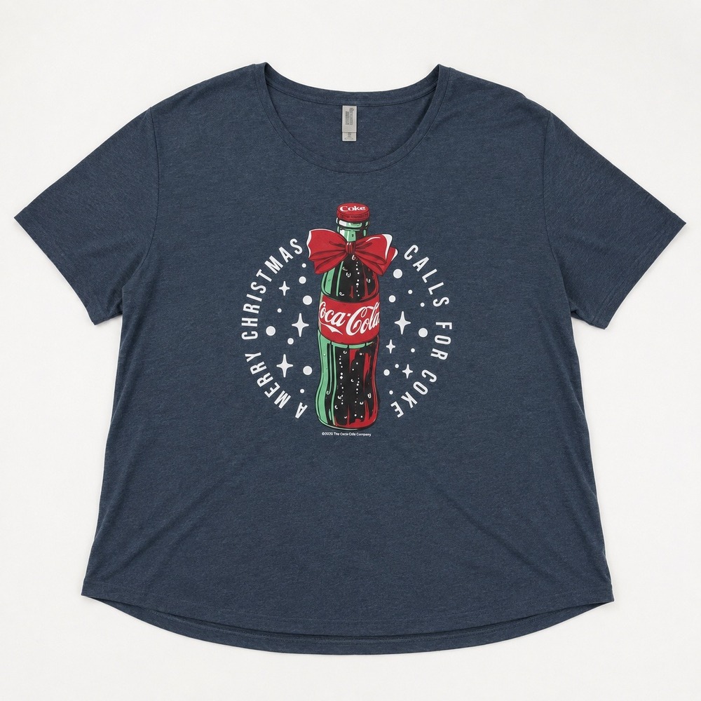 Instant Message T-Shirt Women 4XW Blue 37995 Coca-Cola Christmas Holiday Graphic